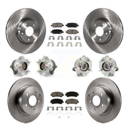 Hub Bearings Disc Brake Rotors And Pads Front Rear Kit (10Pc) For Nissan Maxima