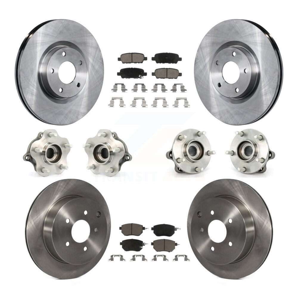 Hub Bearing Brake Rotor & Pads Front Rear Kit (10Pc) For 03-04 Nissan Murano AWD