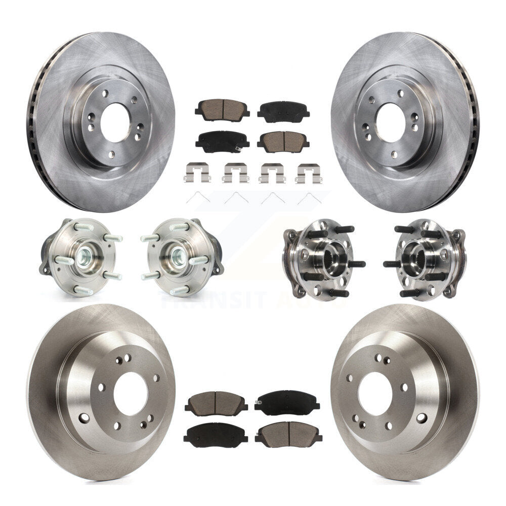 Hub Bearing Brake Rotor & Pads Front Rear Kit (10Pc) For Hyundai Santa Fe XL FWD