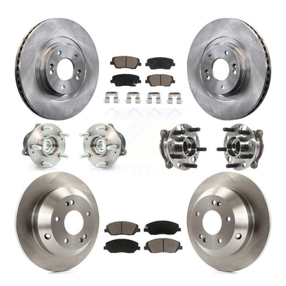Hub Bearing Brake Rotor & Pads Front Rear Kit (10Pc) For Hyundai Santa Fe XL FWD