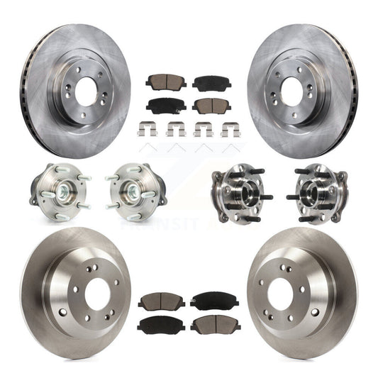 Hub Bearing Brake Rotor & Pads Front Rear Kit (10Pc) For Hyundai Santa Fe XL FWD