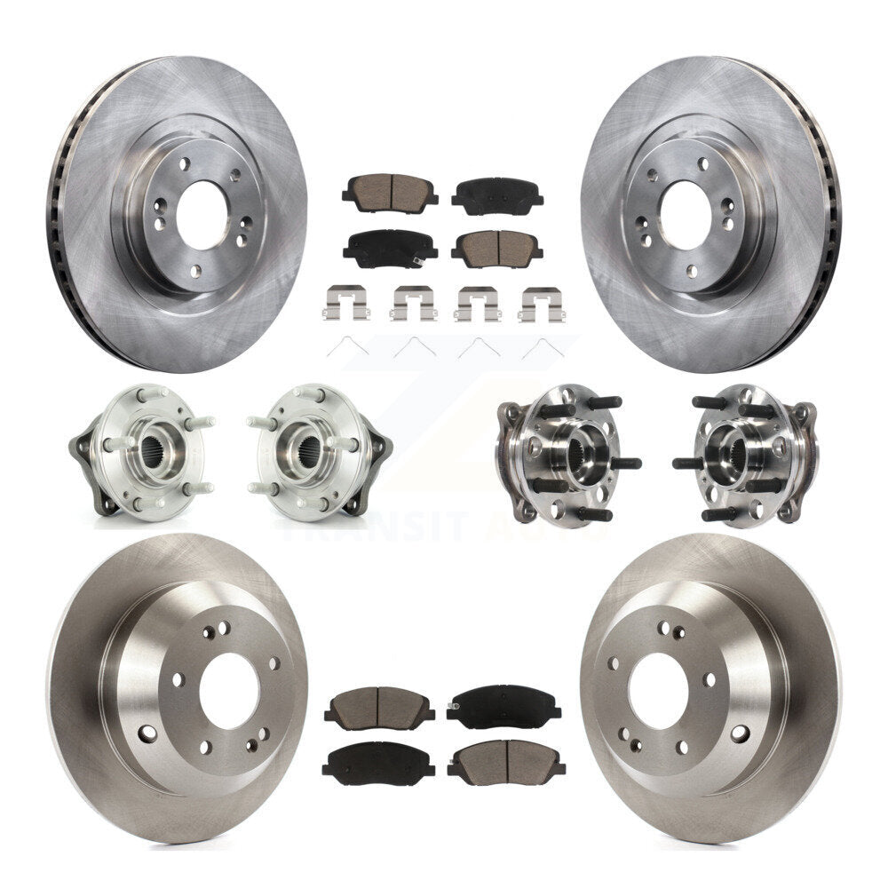 Hub Bearing Brake Rotor & Pads Front Rear Kit (10Pc) For Hyundai Santa Fe XL AWD
