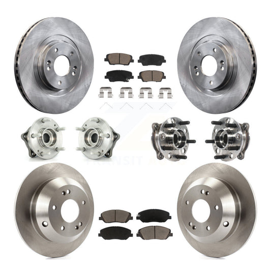 Hub Bearing Brake Rotor & Pads Front Rear Kit (10Pc) For Hyundai Santa Fe XL AWD