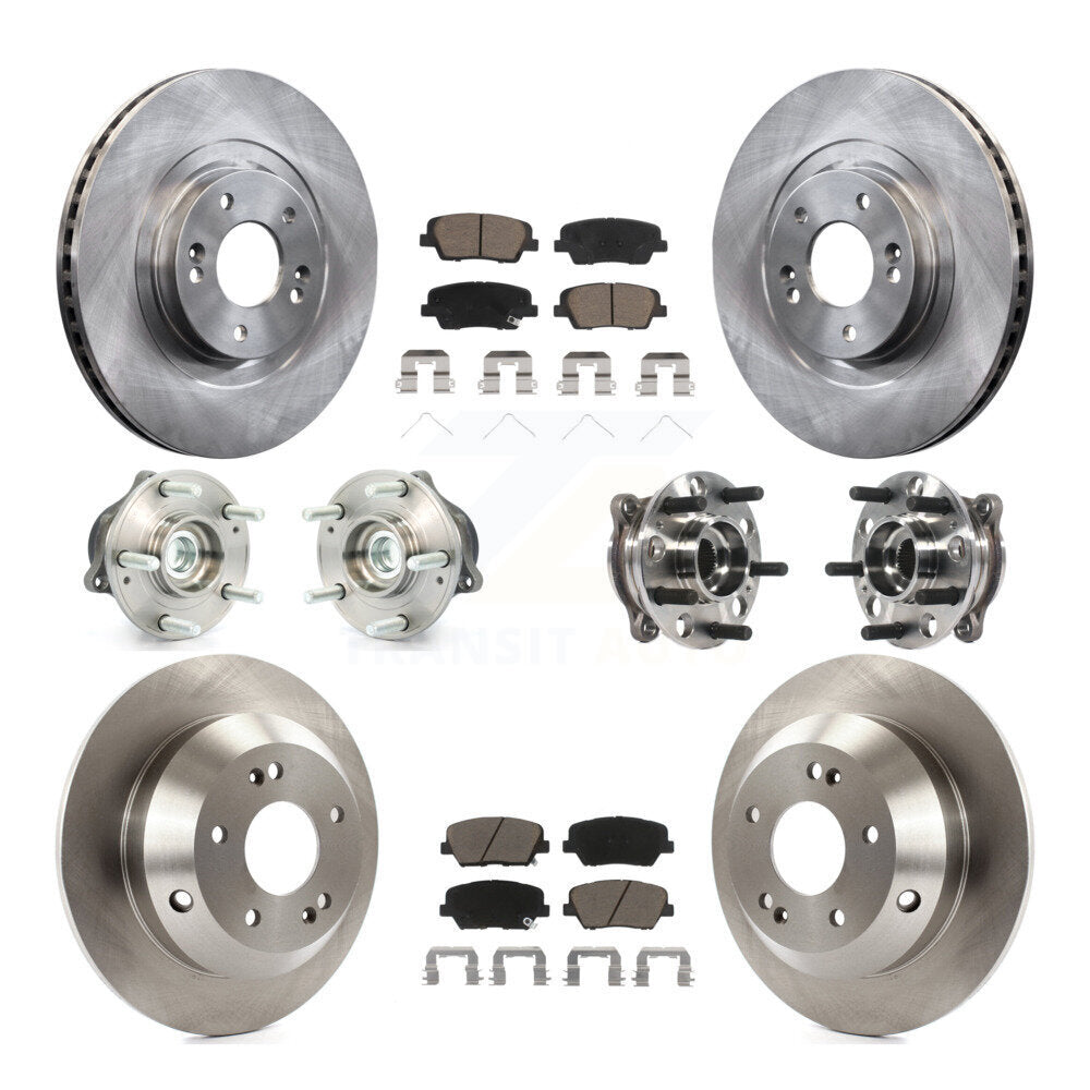 Hub Bearing Brake Rotor Pad Front Rear Kit (10Pc) For Hyundai Santa Fe Sport FWD