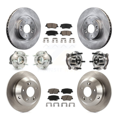 Hub Bearing Brake Rotor Pad Front Rear Kit (10Pc) For Hyundai Santa Fe Sport FWD