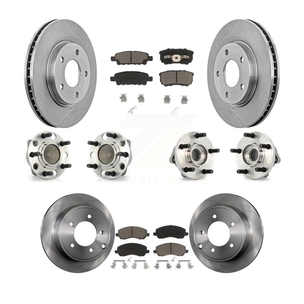 Hub Bearings Disc Brake Rotors And Pads Front Rear Kit (10Pc) For Dodge Caliber