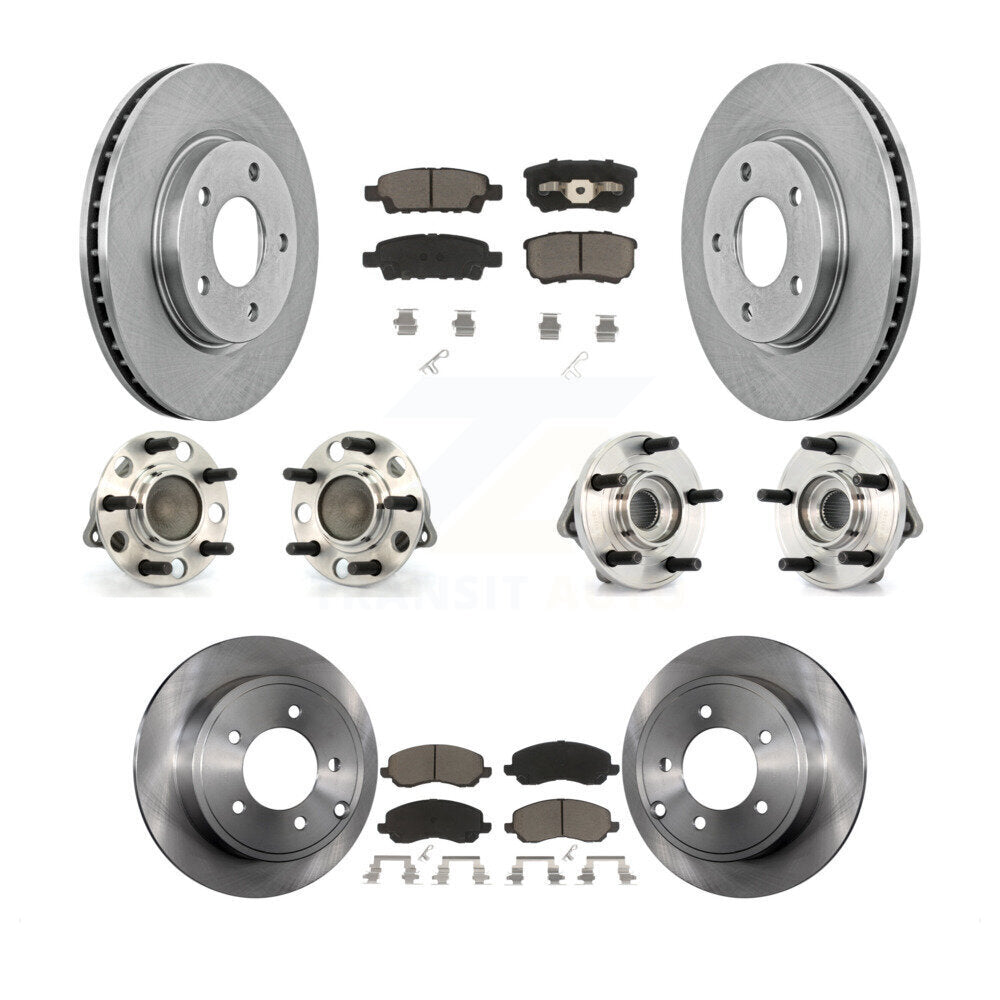 Hub Bearings Disc Brake Rotors And Pads Front Rear Kit (10Pc) For Dodge Caliber