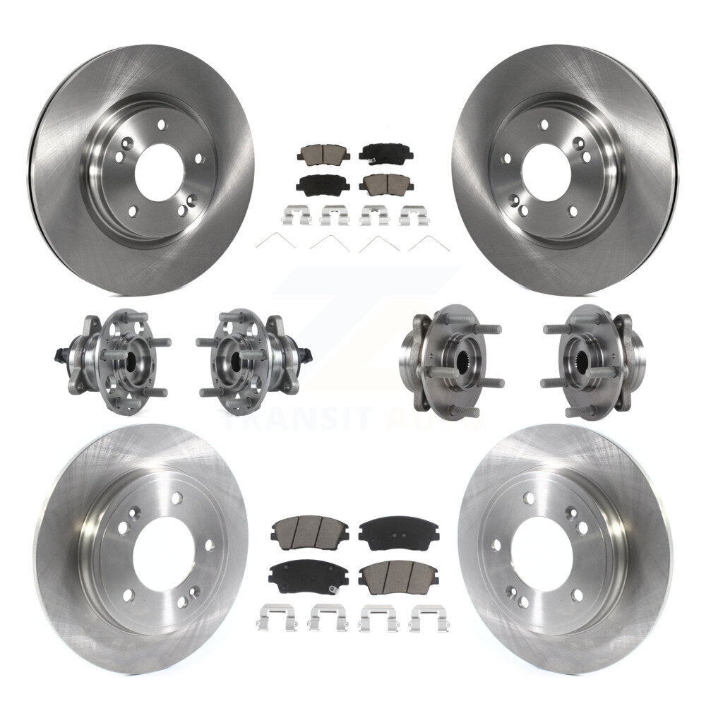 Hub Bearing Brake Rotor Pad Front Rear Kit (10Pc) For 17-20 Hyundai Elantra 1.6L