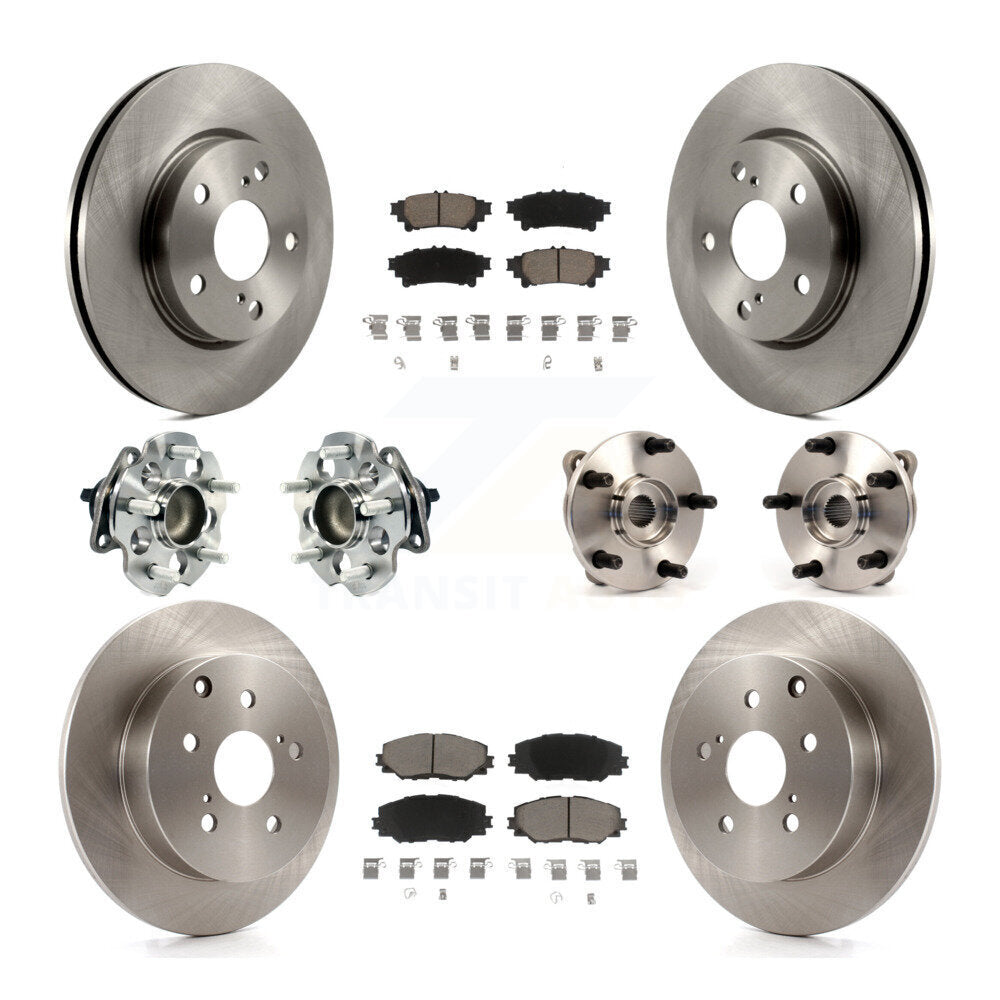 Hub Bearing Brake Rotor & Pad Front Rear Kit (10Pc) For 2012-2018 Toyota Prius V