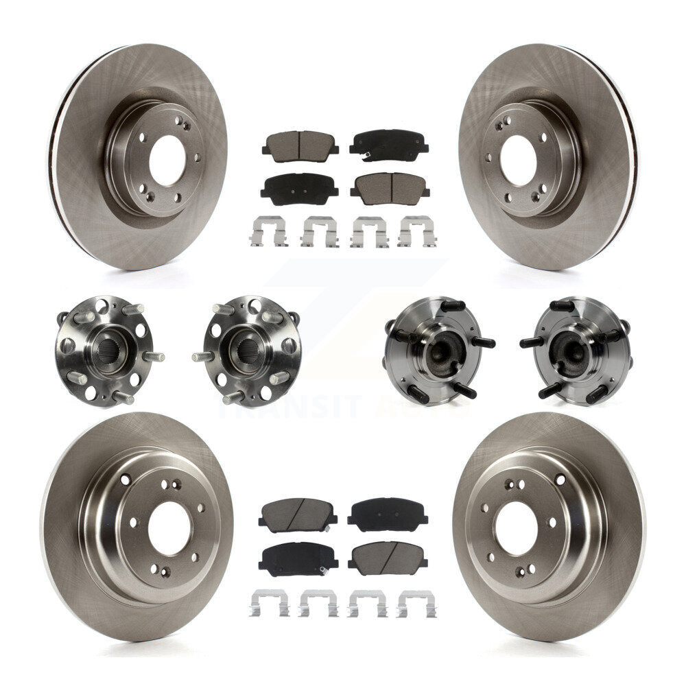 Hub Bearing Disc Brake Rotor Pad Front Rear Kit (10Pc) For Hyundai Genesis Coupe