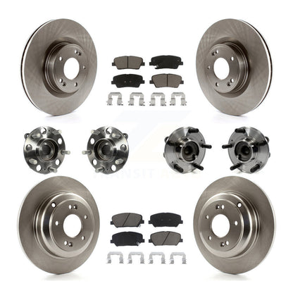 Hub Bearing Disc Brake Rotor Pad Front Rear Kit (10Pc) For Hyundai Genesis Coupe