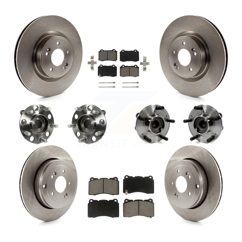 Hub Bearing Disc Brake Rotor Pad Front Rear Kit (10Pc) For Hyundai Genesis Coupe