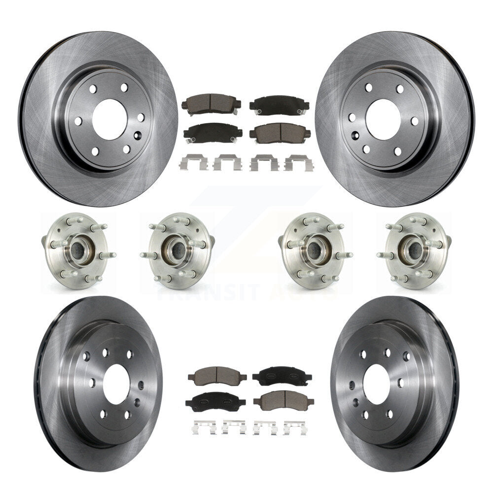 Hub Bearing Brake Rotor & Pad Front Rear Kit (10Pc) For GMC Acadia Buick Enclave