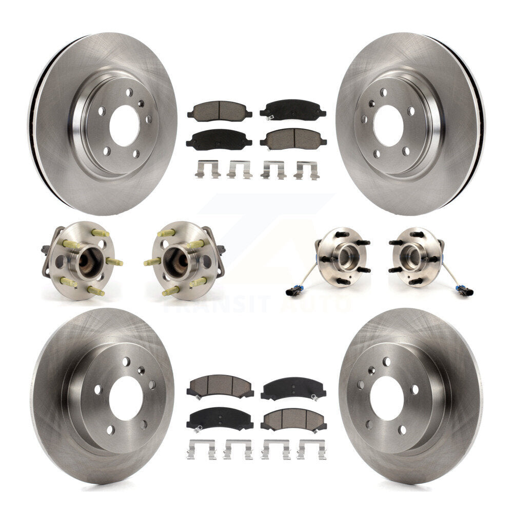 Hub Bearing Brake Rotor & Pad Front Rear Kit (10Pc) For 06-11 Buick Lucerne 4.6L