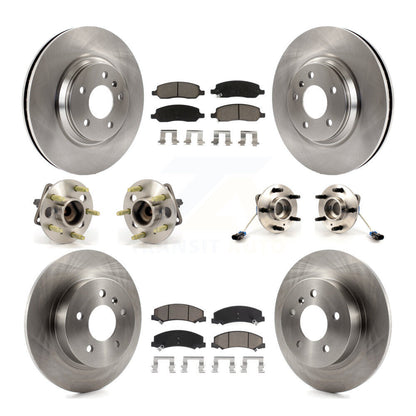 Hub Bearing Brake Rotor & Pad Front Rear Kit (10Pc) For 06-11 Buick Lucerne 4.6L