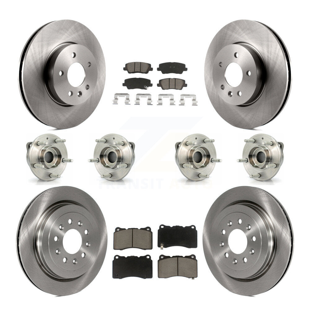 Hub Bearing Brake Rotor Pad Front Rear Kit (10Pc) For 2013-2015 Cadillac ATS AWD