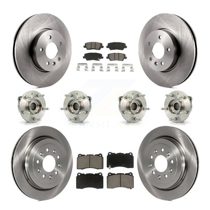 Hub Bearing Brake Rotor Pad Front Rear Kit (10Pc) For 2013-2015 Cadillac ATS AWD