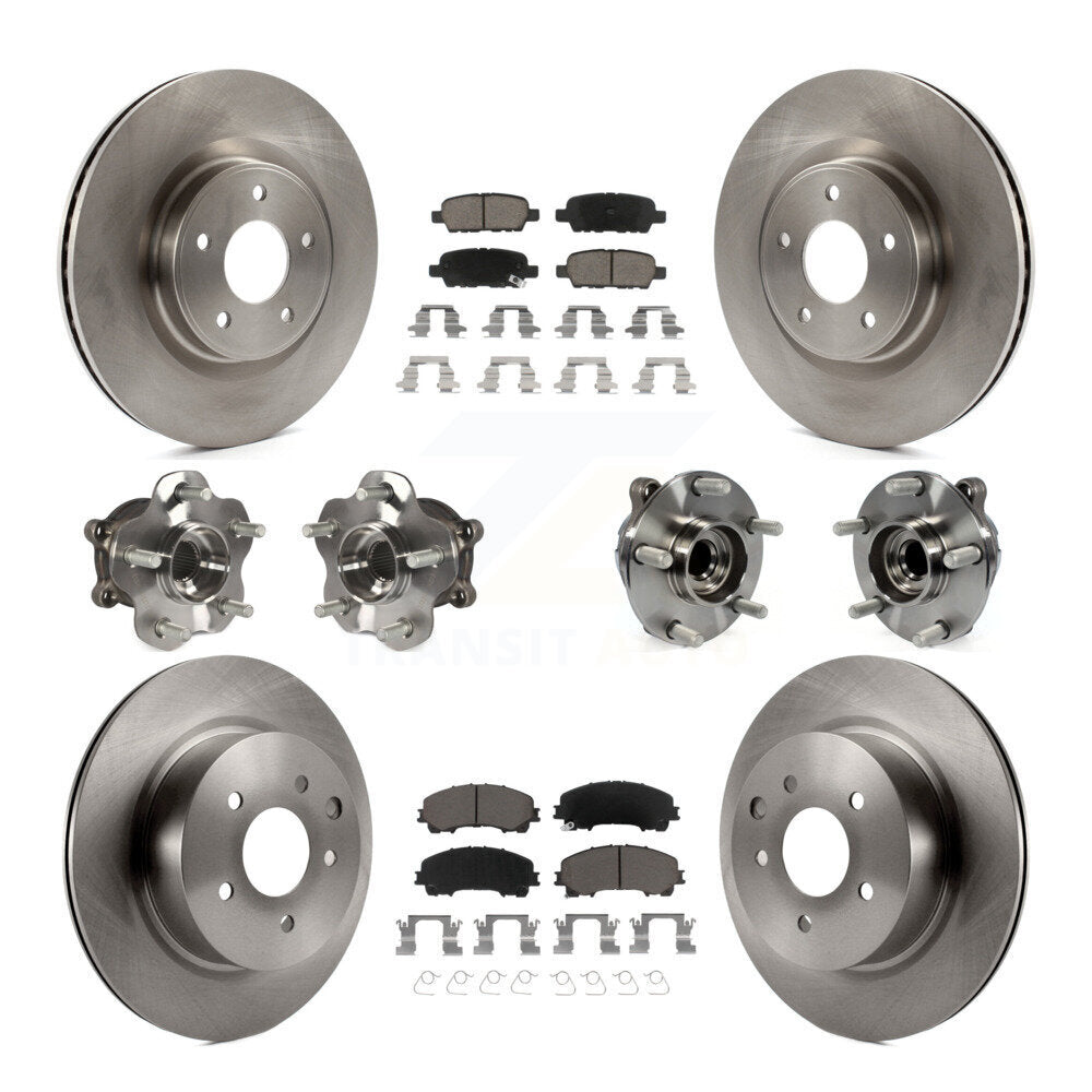 Hub Bearing Brake Rotor & Pads Front Rear Kit (10Pc) For 16-17 INFINITI QX50 RWD