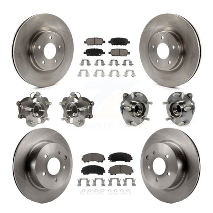 Hub Bearing Brake Rotor & Pads Front Rear Kit (10Pc) For 16-17 INFINITI QX50 RWD