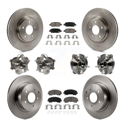 Hub Bearing Brake Rotor & Pads Front Rear Kit (10Pc) For 16-17 INFINITI QX50 AWD