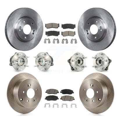 Hub Bearing Brake Rotor Pad Front Rear Kit (10Pc) For 07-09 Hyundai Santa Fe FWD