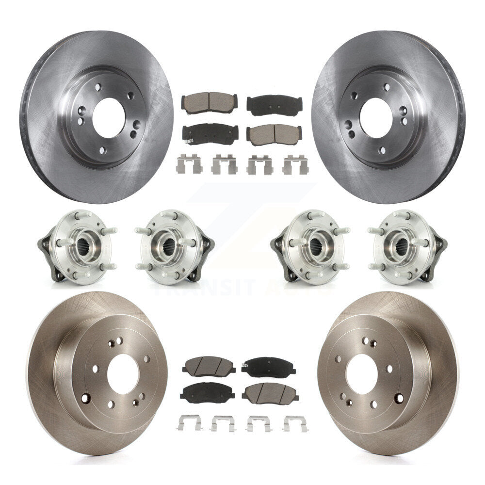 Hub Bearing Brake Rotor Pad Front Rear Kit (10Pc) For 07-09 Hyundai Santa Fe AWD