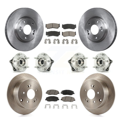 Hub Bearing Brake Rotor Pad Front Rear Kit (10Pc) For 07-09 Hyundai Santa Fe AWD