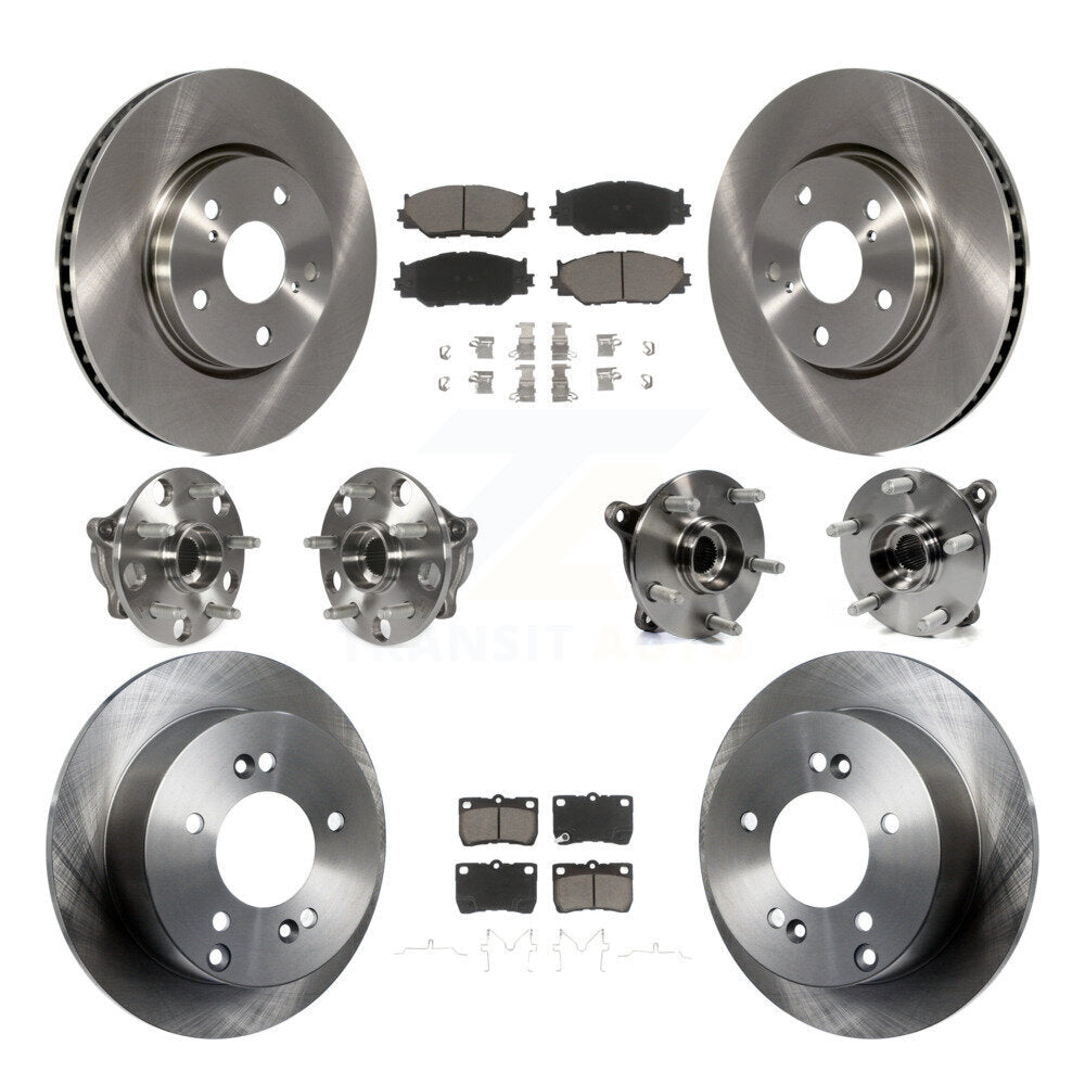 Hub Bearings Disc Brake Rotors And Pads Front Rear Kit (10Pc) For Lexus IS250