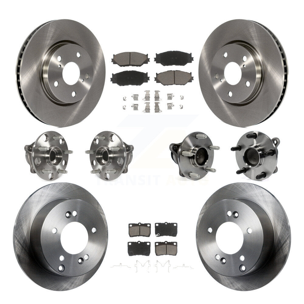 Hub Bearings Disc Brake Rotors And Pads Front Rear Kit (10Pc) For Lexus IS250