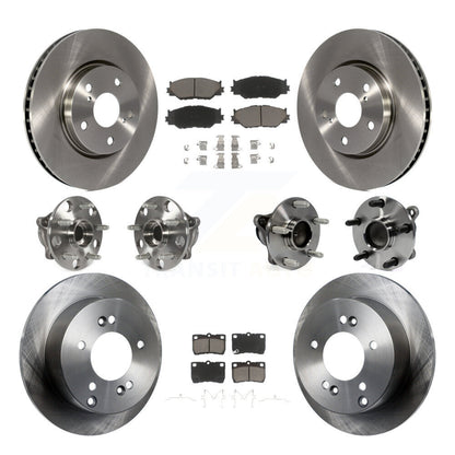 Hub Bearings Disc Brake Rotors And Pads Front Rear Kit (10Pc) For Lexus IS250