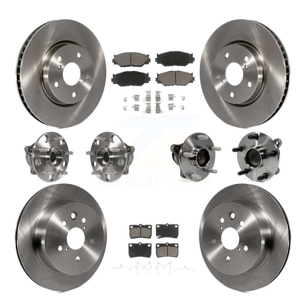 Hub Bearing Brake Rotor And Pad Front Rear Kit (10Pc) For Lexus IS250 C with RWD