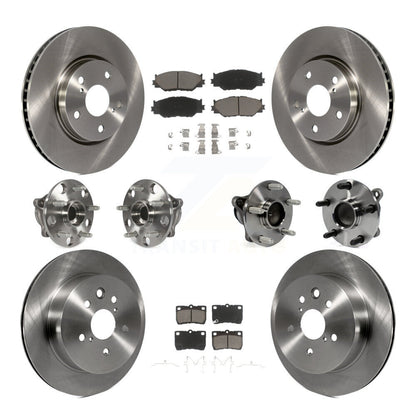 Hub Bearing Brake Rotor And Pad Front Rear Kit (10Pc) For Lexus IS250 C with RWD