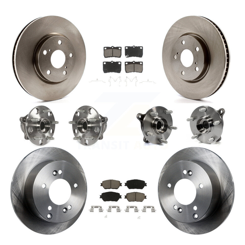 Hub Bearings Disc Brake Rotors And Pads Front Rear Kit (10Pc) For Lexus IS250