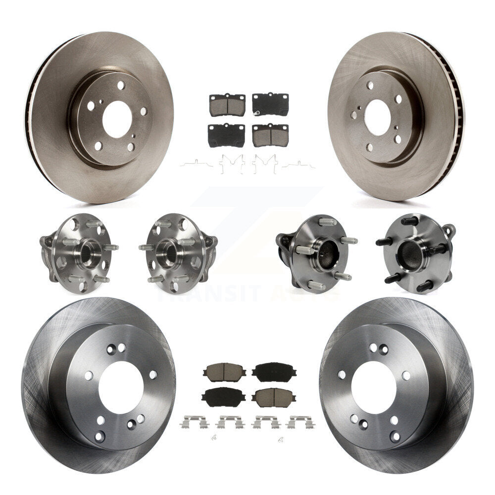 Hub Bearings Disc Brake Rotors And Pads Front Rear Kit (10Pc) For Lexus IS250