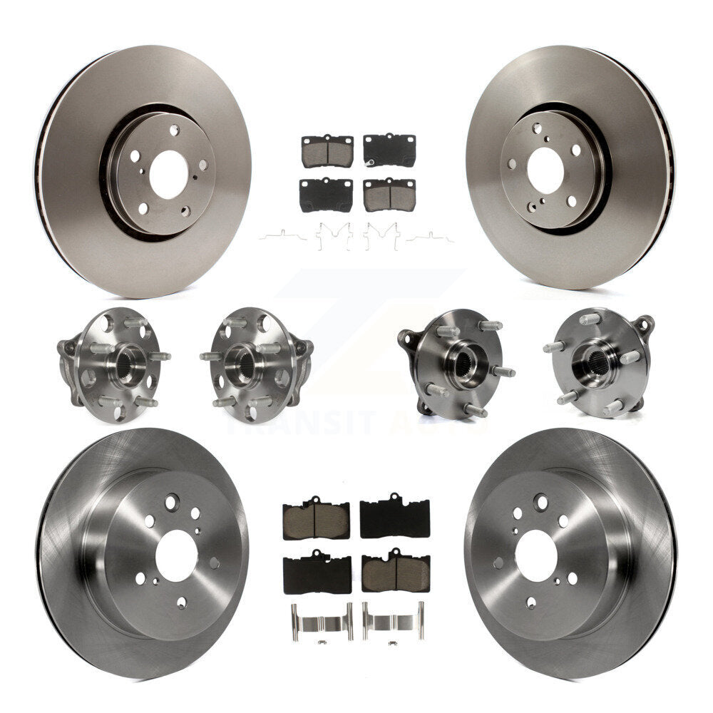 Hub Bearings Disc Brake Rotors And Pads Front Rear Kit (10Pc) For Lexus IS350