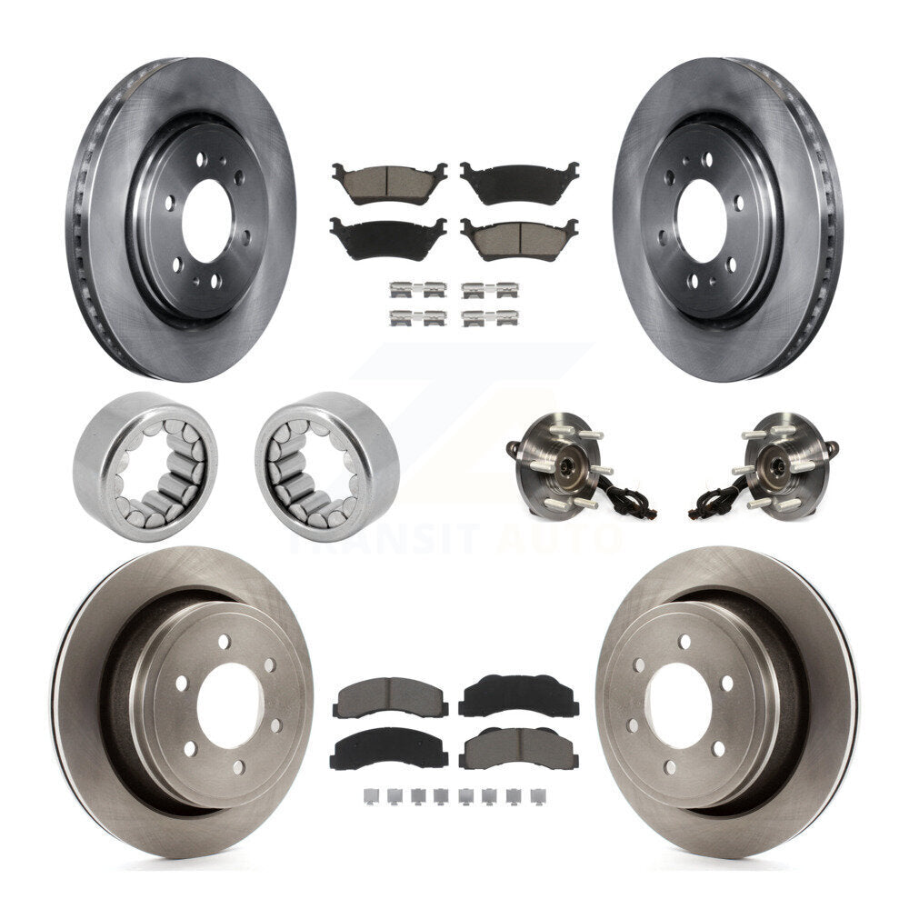 Hub Bearing Disc Brake Rotors And Pads Shoe Front Rear Kit (10Pc) For Ford F-150