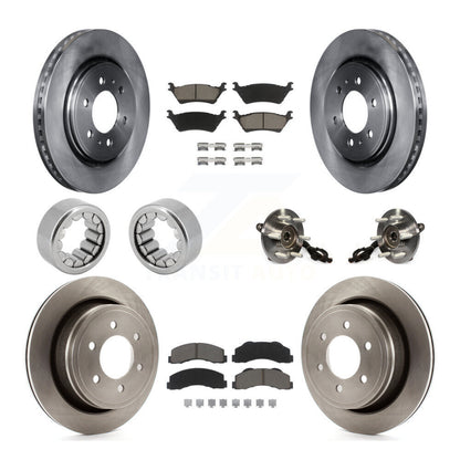 Hub Bearing Disc Brake Rotors And Pads Shoe Front Rear Kit (10Pc) For Ford F-150