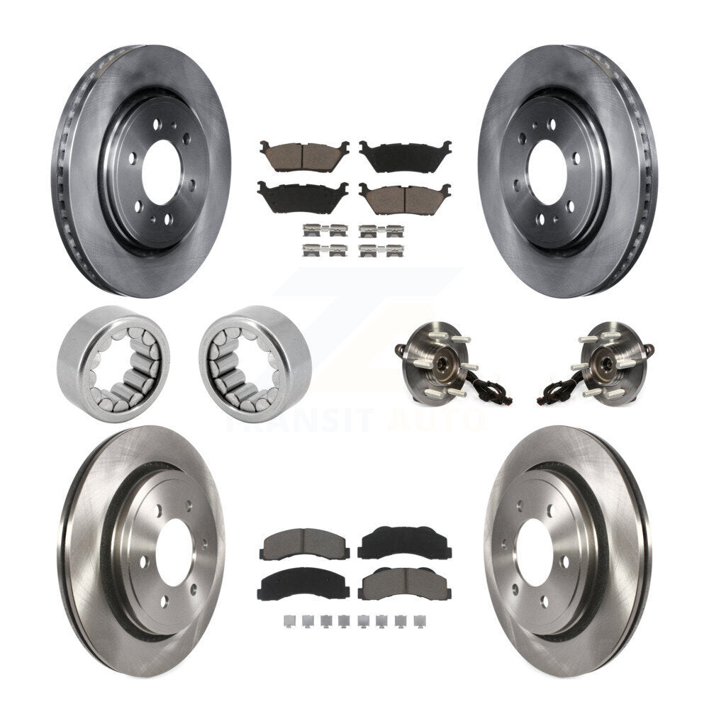 Hub Bearing Disc Brake Rotors And Pads Shoe Front Rear Kit (10Pc) For Ford F-150