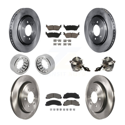 Hub Bearing Disc Brake Rotors And Pads Shoe Front Rear Kit (10Pc) For Ford F-150