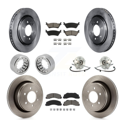 Hub Bearing Brake Rotor & Pad Shoe Front Rear Kit (10Pc) For 2014 Ford F-150 4WD