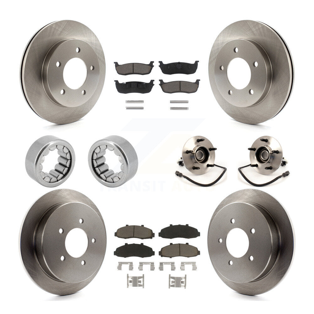 Hub Bearing Disc Brake Rotors And Pads Shoe Front Rear Kit (10Pc) For Ford F-150