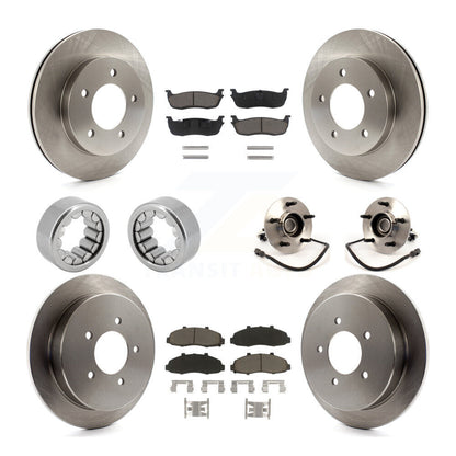 Hub Bearing Disc Brake Rotors And Pads Shoe Front Rear Kit (10Pc) For Ford F-150