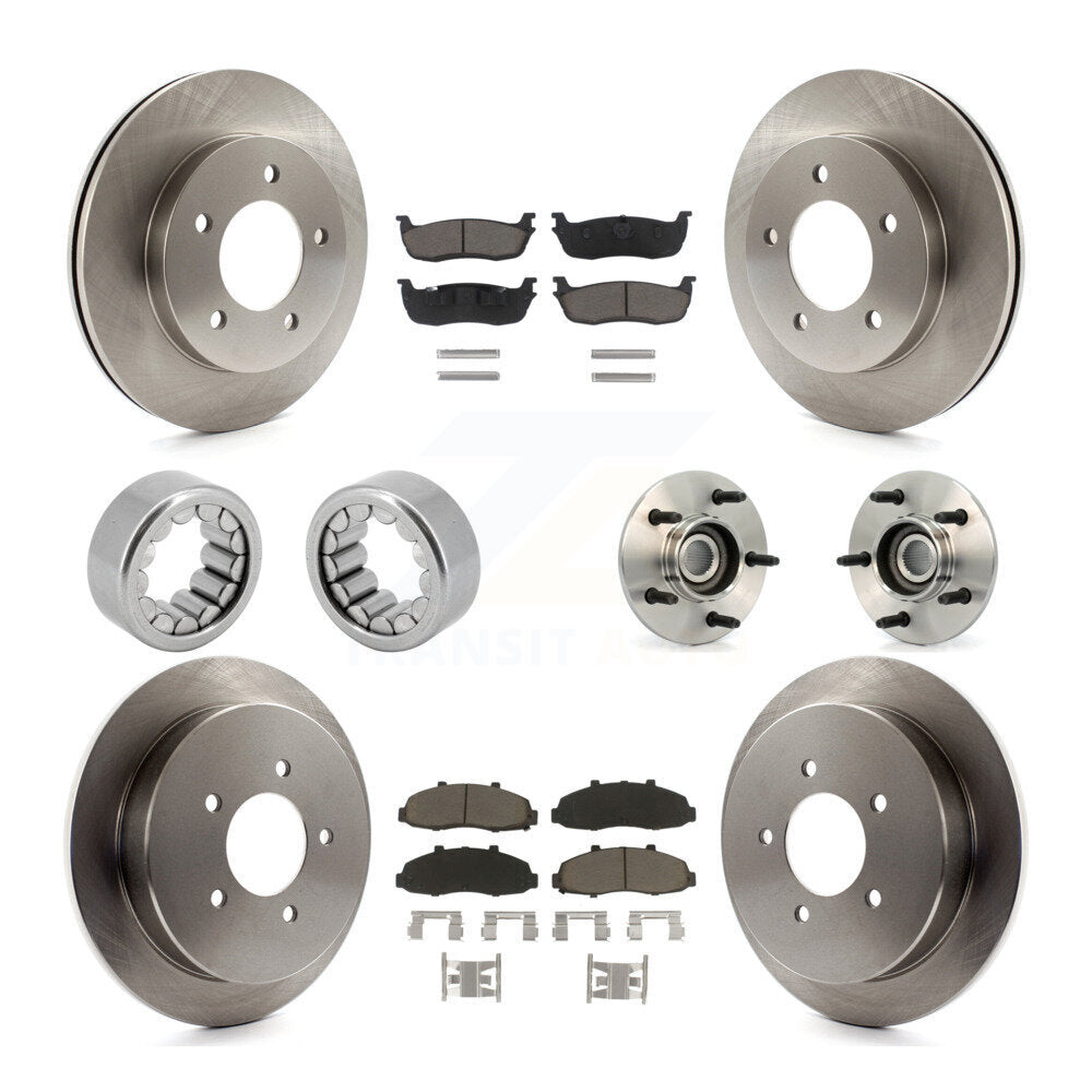 Hub Bearing Disc Brake Rotors And Pads Shoe Front Rear Kit (10Pc) For Ford F-150