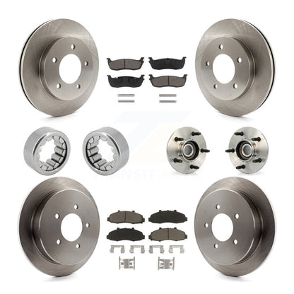 Hub Bearing Disc Brake Rotors And Pads Shoe Front Rear Kit (10Pc) For Ford F-150