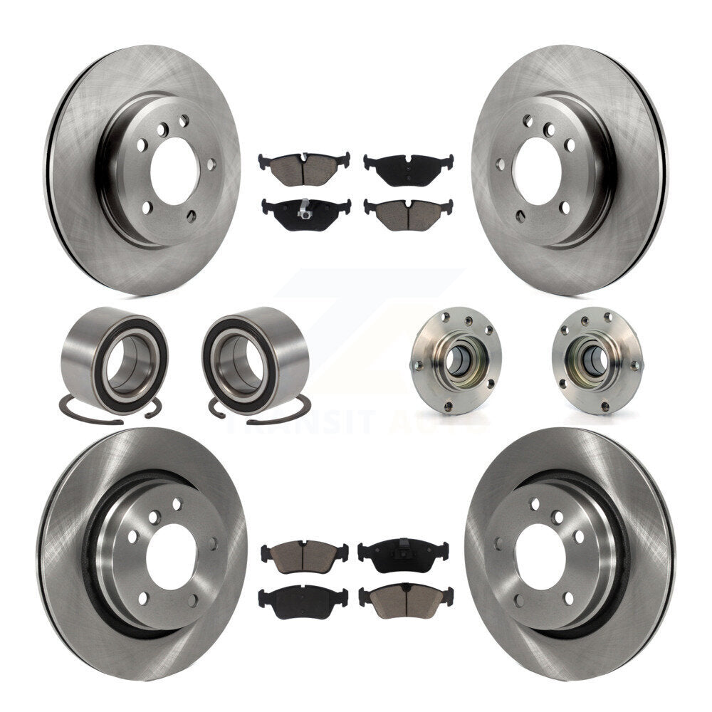Hub Bearing Brake Rotor & Pad Shoe Front Rear Kit (10Pc) For BMW 325i 325Ci 328i