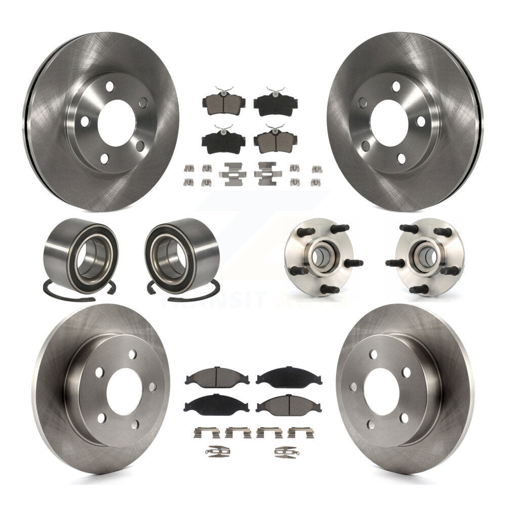 Hub Bearing Disc Brake Rotor And Pad Shoe Front Rear Kit (10Pc) For Ford Mustang