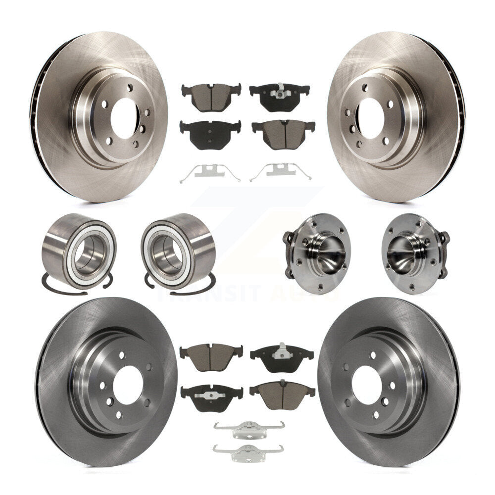 Hub Bearing Brake Rotor & Pad Shoe Front Rear Kit (10Pc) For BMW 335i 335is 335d
