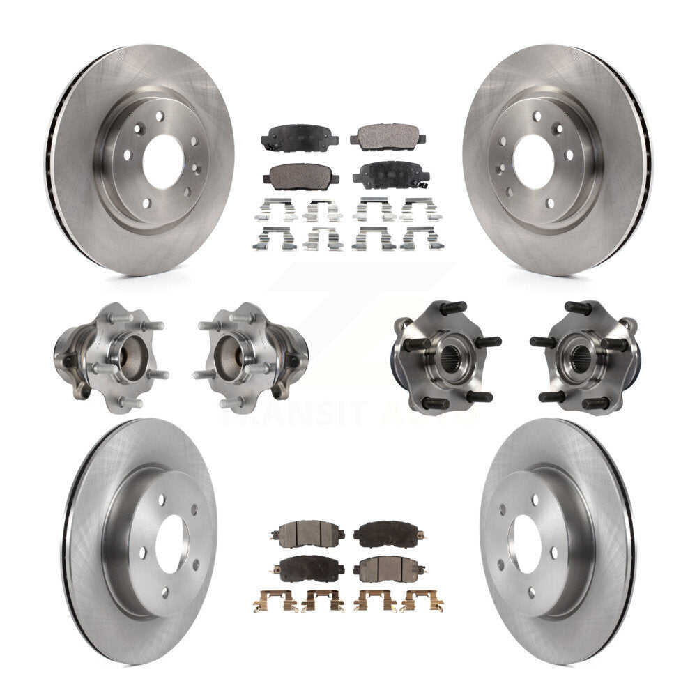 Hub Bearings Disc Brake Rotors And Pads Front Rear Kit (10Pc) For Nissan LEAF
