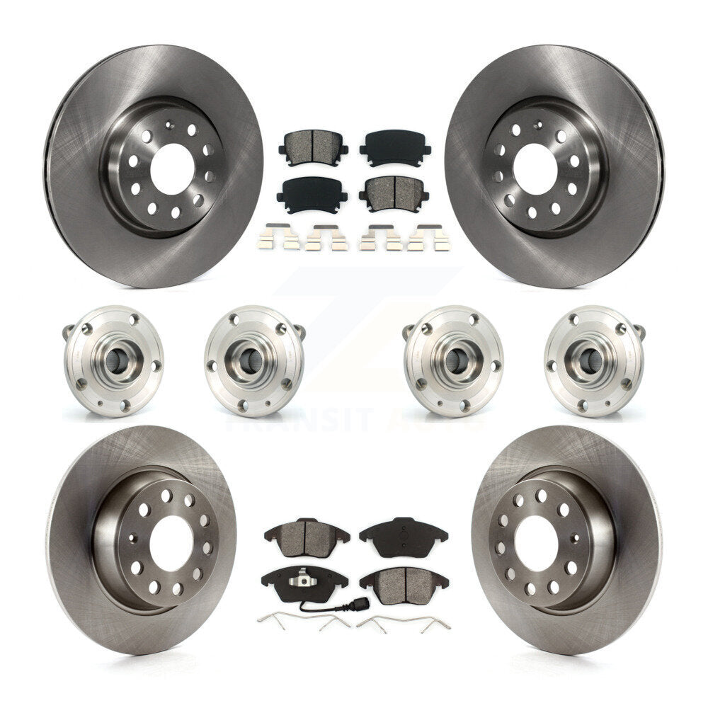 Hub Bearing Disc Brake Rotors And Pads Front Rear Kit (10Pc) For Audi A3 Quattro