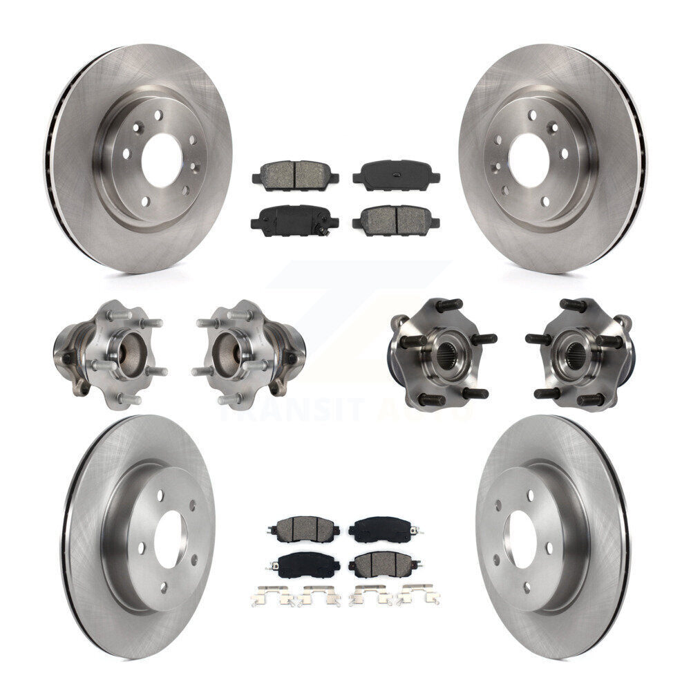 Hub Bearings Disc Brake Rotors And Pads Front Rear Kit (10Pc) For Nissan LEAF